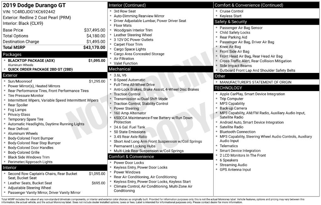 Used 2019 Dodge Durango GT w/ Blacktop Package AWD/4WD image 39