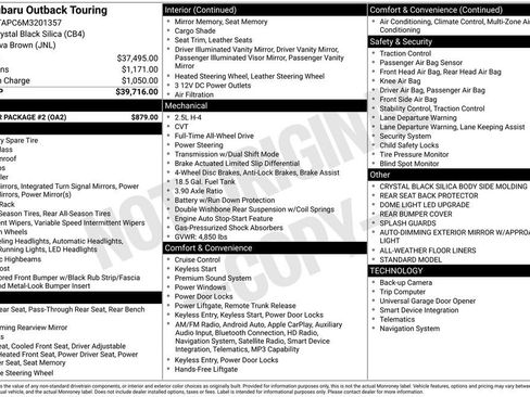 Used 2021 Subaru Outback Touring w/ Popular Package #2 image 35