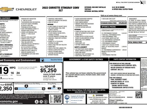 Used 2022 Chevrolet Corvette Stingray Premium Conv w/ Z51 Performance Package image 56