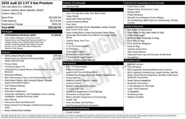 Used 2020 Audi Q3 2.0T Premium w/ Convenience Package AWD/4WD image 36