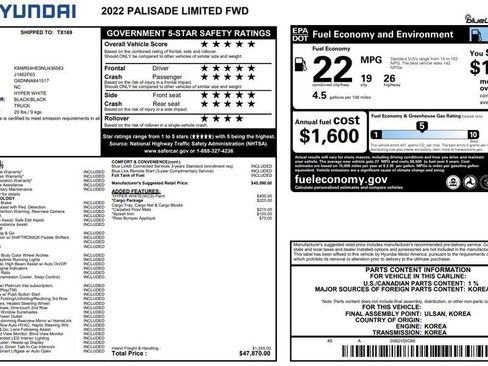 Used 2022 Hyundai Palisade Limited w/ Cargo Package FWD image 1