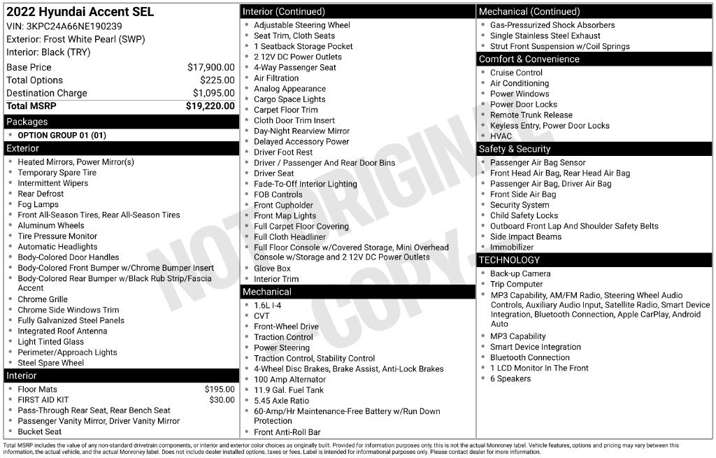 Used 2022 Hyundai Accent SEL FWD image 17