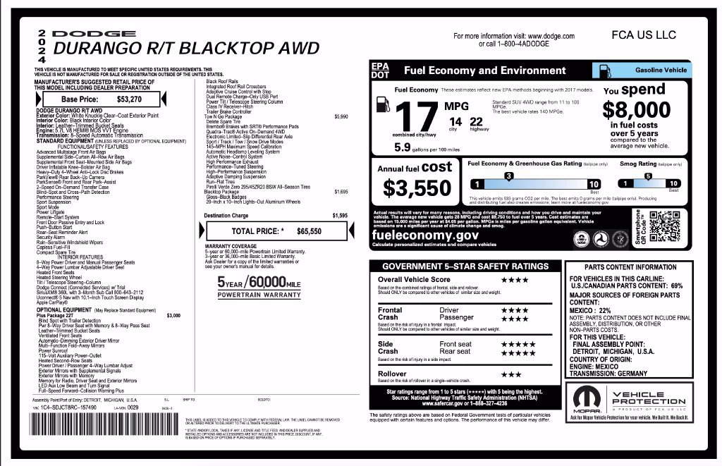 Certified 2024 Dodge Durango R/T w/ Tow 'N Go Package AWD/4WD image 10