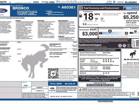 Certified 2024 Ford Bronco Black Diamond w/ Sasquatch Package AWD/4WD image 33