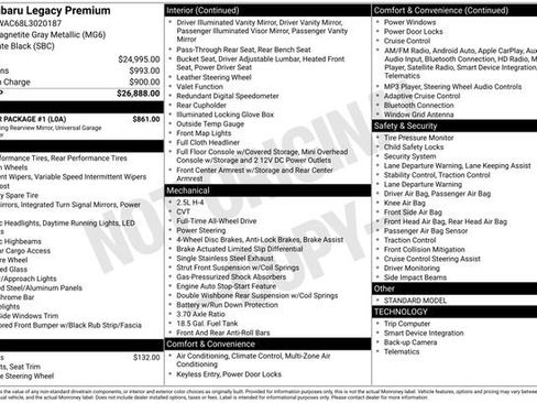 Used 2020 Subaru Legacy Premium w/ Popular Package #1 image 9