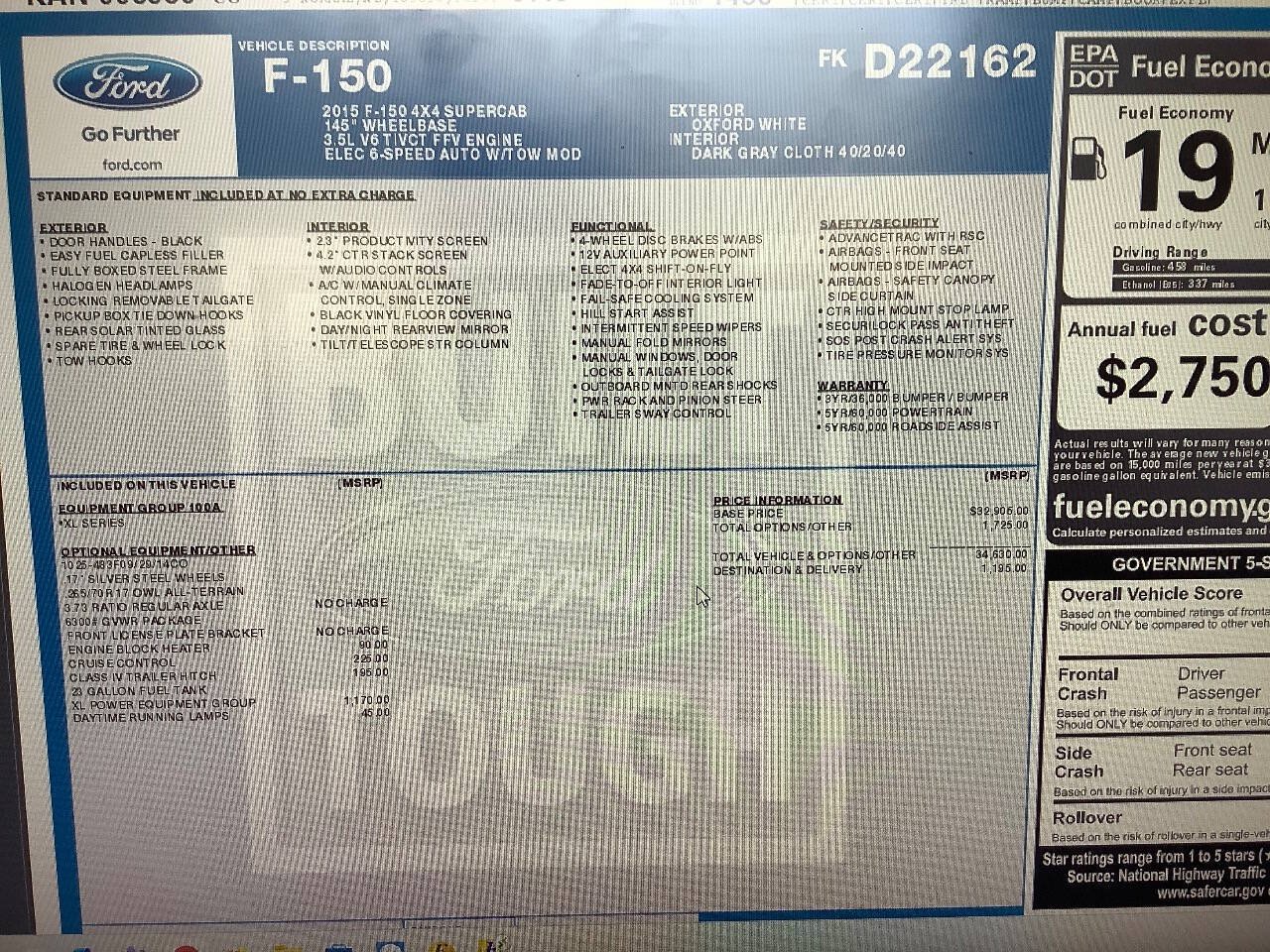 Used 2015 Ford F150 XL w/ XL Power Equipment Group AWD/4WD image 49