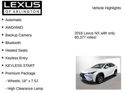Used 2016 Lexus NX 200t AWD w/ Premium Package image 8