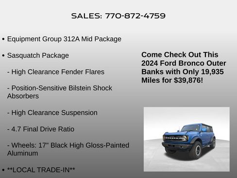 Used 2024 Ford Bronco Outer Banks w/ Sasquatch Package image 5