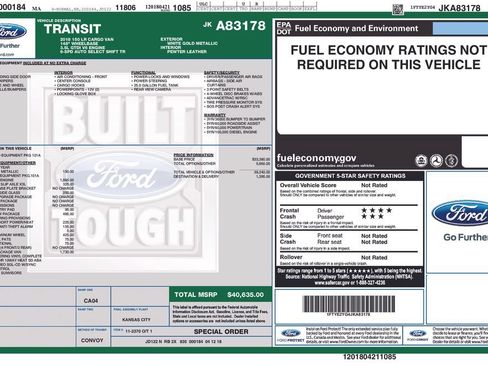 Certified 2018 Ford Transit 150 148 Low Roof w/ Premium Package RWD image 2