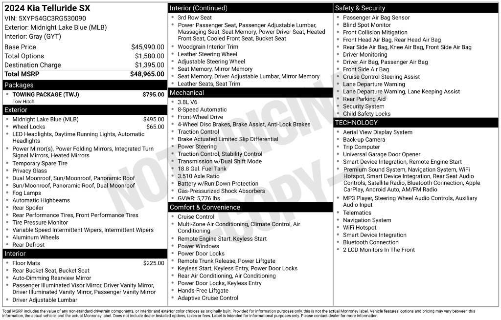 Used 2024 Kia Telluride SX w/ Towing Package FWD image 36
