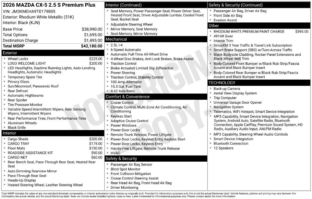 New 2026 MAZDA CX-5 2.5 S w/ Premium Plus Package AWD/4WD image 34
