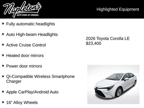 Used 2026 Toyota Corolla LE w/ LE Premium Package image 6