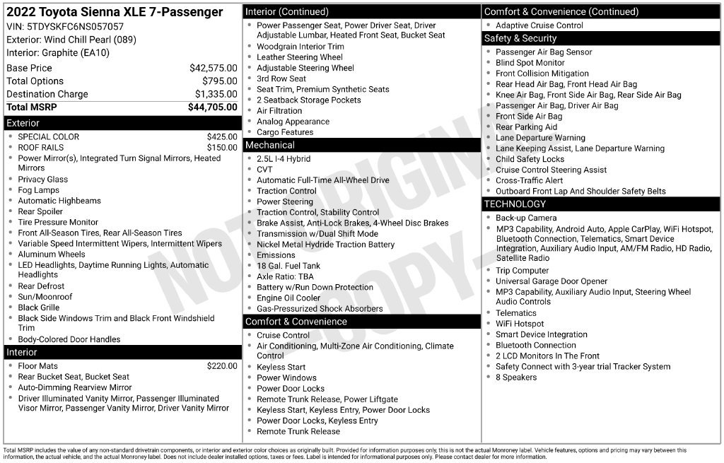 Used 2022 Toyota Sienna XLE AWD/4WD image 6