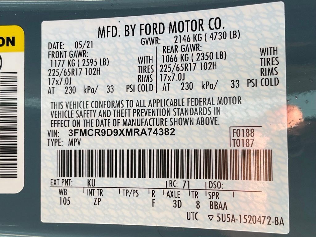Certified 2021 Ford Bronco Sport Badlands w/ Badlands Package AWD/4WD image 52