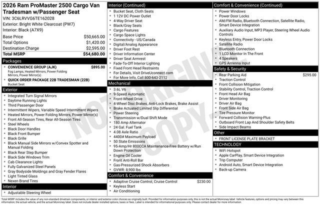 New 2026 RAM ProMaster 2500 w/ Convenience Group FWD image 3