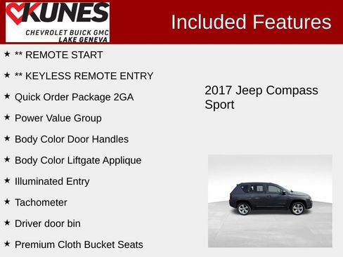 Used 2017 Jeep Compass Sport w/ Power Value Group AWD/4WD image 2