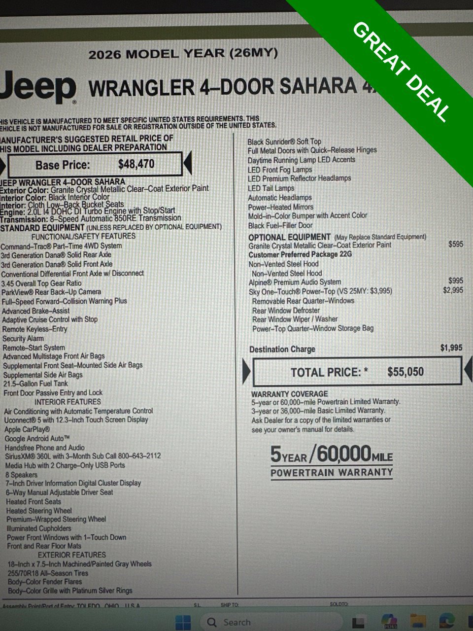 Used 2026 Jeep Wrangler Unlimited Sahara AWD/4WD image 25