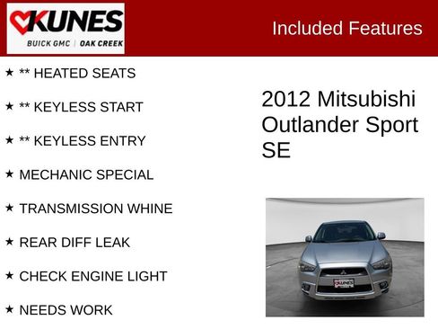 Used 2012 Mitsubishi Outlander Sport SE AWD/4WD image 2