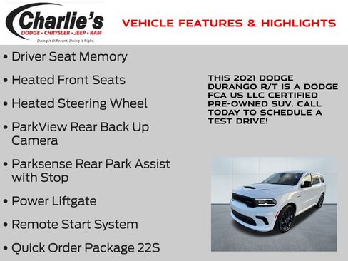 Certified 2021 Dodge Durango R/T w/ Blacktop Package image 7
