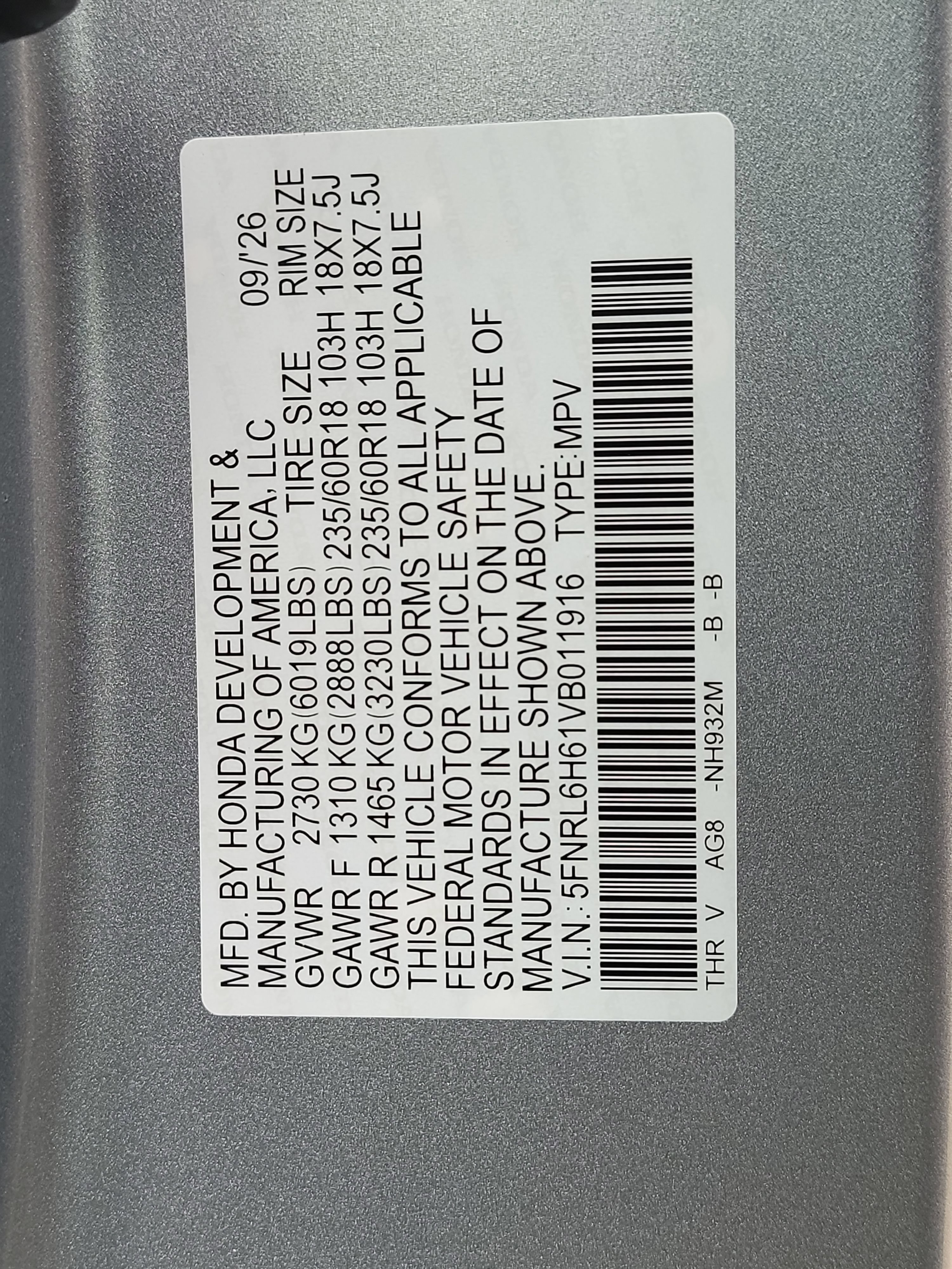 New 2027 Honda Odyssey EX-L image 33