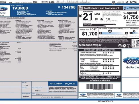 Used 2018 Ford Taurus Limited w/ Driver Assist Package image 13