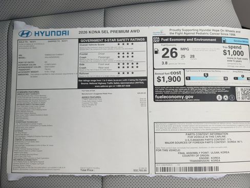 New 2026 Hyundai Kona SEL Premium AWD/4WD image 33