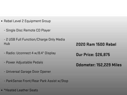 Used 2020 RAM 1500 Rebel w/ Rebel Level 2 Equipment Group AWD/4WD image 18