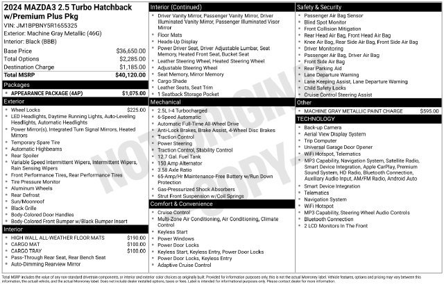Certified 2024 MAZDA MAZDA3 Hatchback w/ Appearance Package AWD/4WD image 20