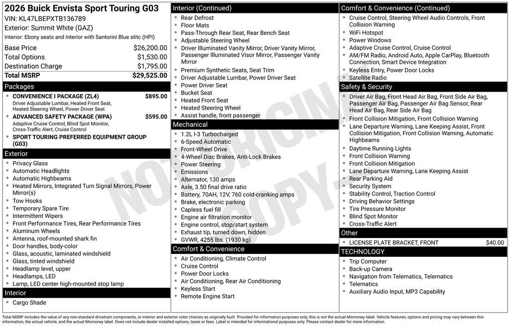 New 2026 Buick Envista Sport Touring w/ Convenience I Package FWD image 6