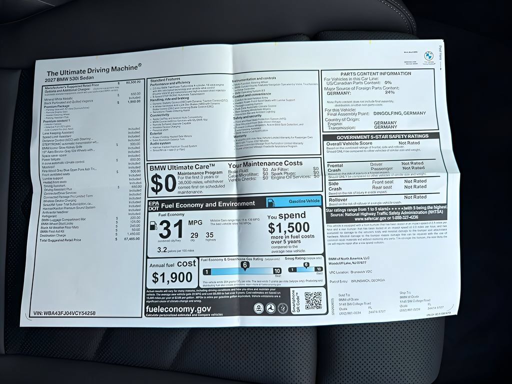 New 2027 BMW 530i w/ Premium Package RWD image 25