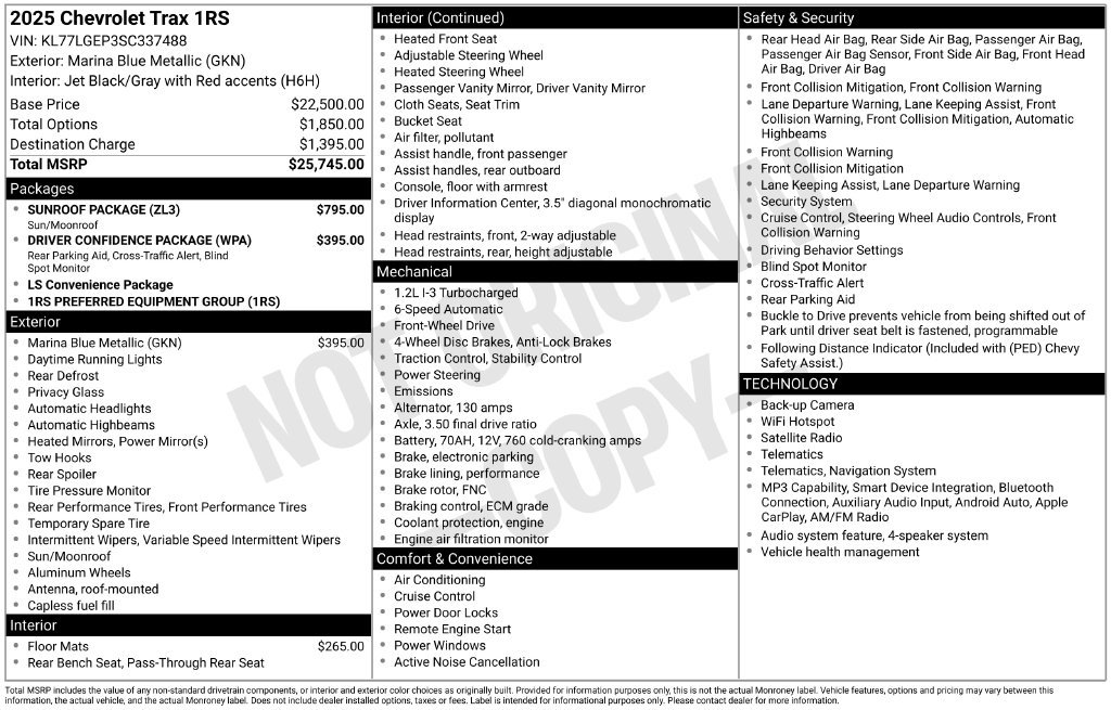 Used 2025 Chevrolet Trax RS w/ Sunroof Package FWD image 37