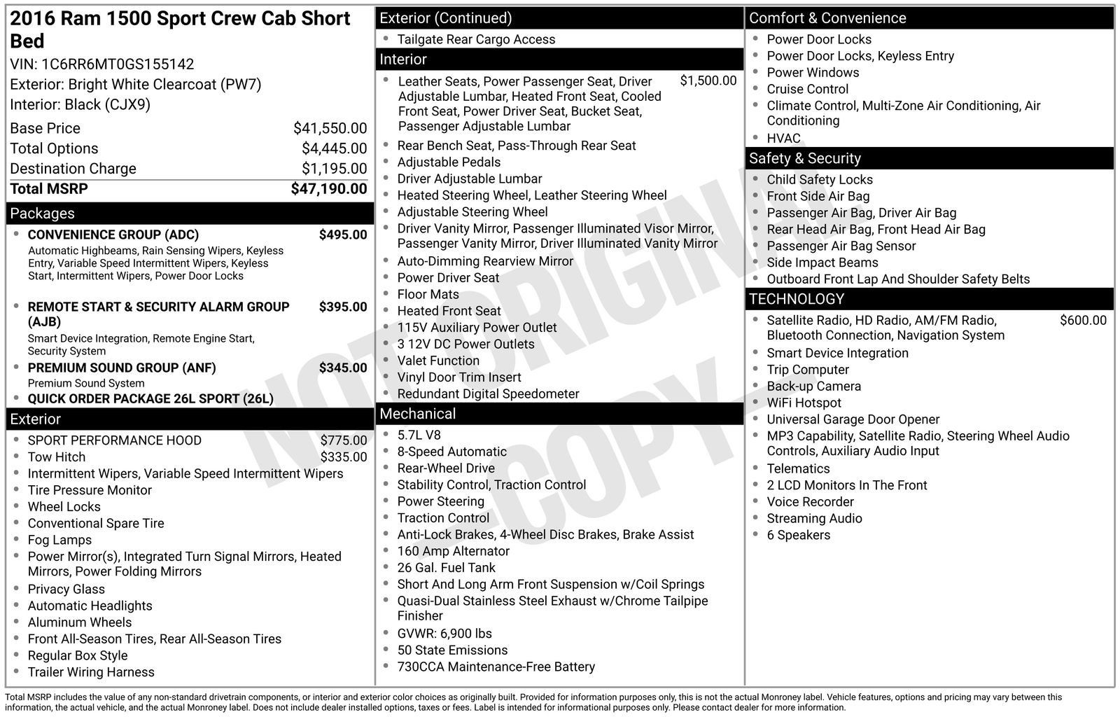 Used 2016 RAM 1500 Sport w/ Convenience Group RWD image 29