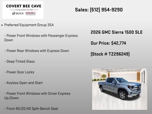 New 2026 GMC Sierra 1500 SLE w/ Preferred Package RWD image 7