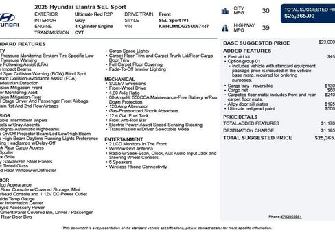 Used 2025 Hyundai Elantra Sport FWD image 3