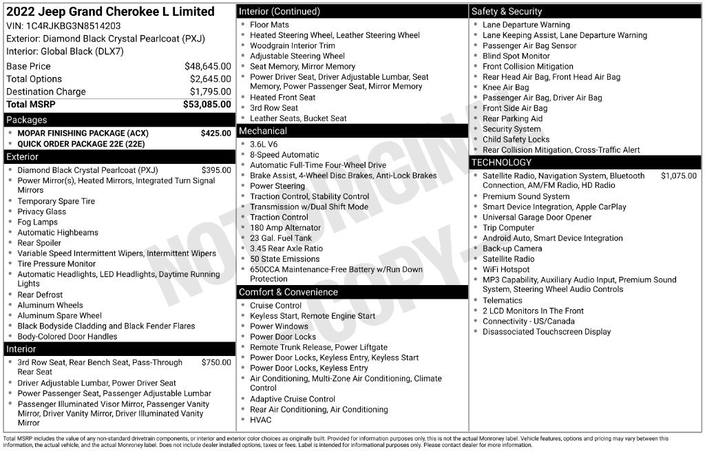 Used 2022 Jeep Grand Cherokee L Limited w/ MOPAR Finishing Package AWD/4WD image 9