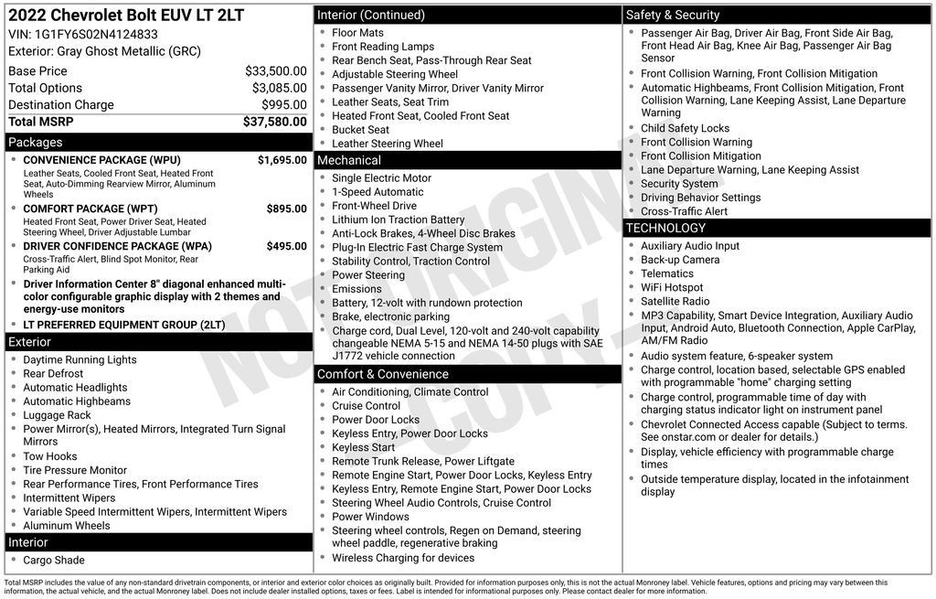 Used 2022 Chevrolet Bolt EUV LT w/ Convenience Package FWD image 6