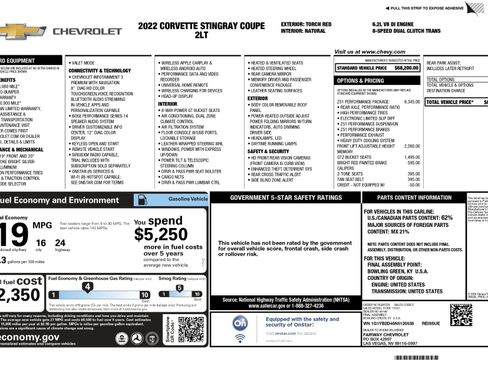 Used 2022 Chevrolet Corvette Stingray Preferred Cpe w/ Z51 Performance Package RWD image 4