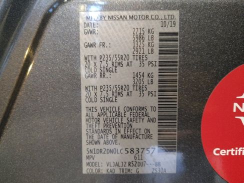 Used 2020 Nissan Pathfinder Platinum w/ Cargo Package image 33