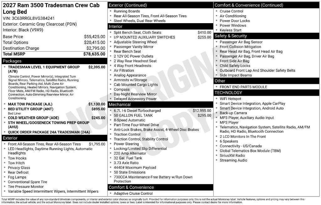 New 2027 RAM 3500 Tradesman AWD/4WD image 9