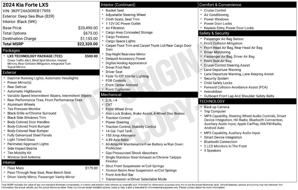 Used 2024 Kia Forte LXS w/ LXS Technology Package FWD image 35
