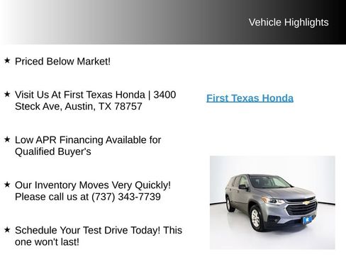 Used 2019 Chevrolet Traverse LS w/ LPO, Floor Liner Package FWD image 9