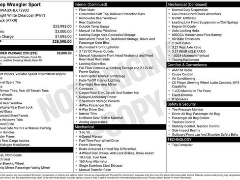 Used 2017 Jeep Wrangler Sport w/ Quick Order Package 23S image 15