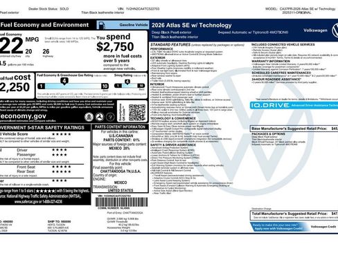 Used 2026 Volkswagen Atlas SE AWD/4WD image 4