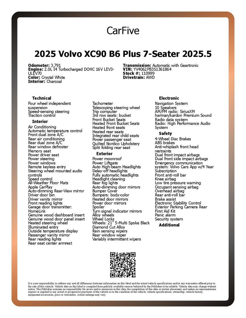 Used 2025 Volvo XC90 B6 Plus w/ Protection Package Premier AWD/4WD image 31