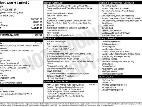 Used 2019 Subaru Ascent Limited w/ Popular Package #2A image 29