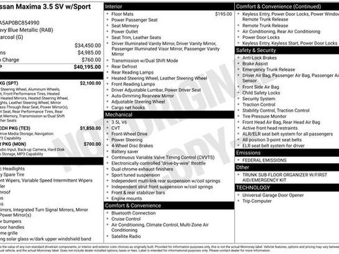 Used 2011 Nissan Maxima 3.5 SV w/ Sport Pkg image 33