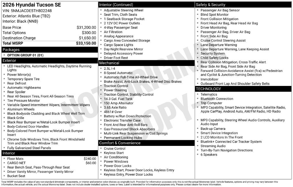 New 2026 Hyundai Tucson SE AWD/4WD image 24