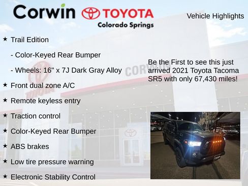 Used 2021 Toyota Tacoma SR5 w/ Trail Edition image 4