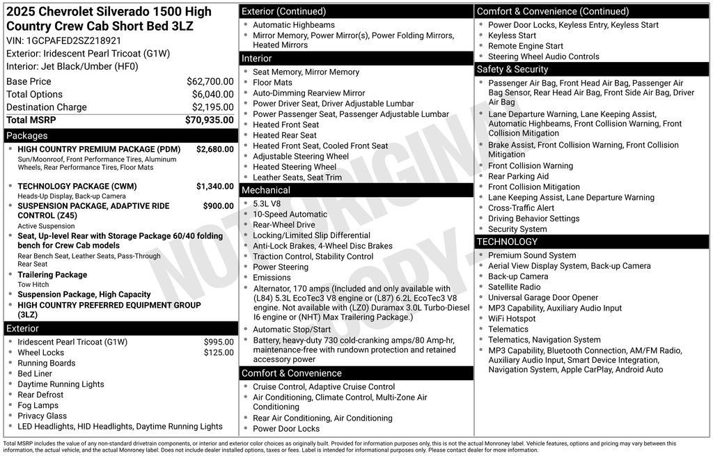 Used 2025 Chevrolet Silverado 1500 High Country w/ High Country Premium Package RWD image 6