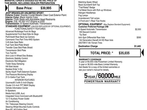 Used 2018 Jeep Wrangler Unlimited Sport AWD/4WD image 7